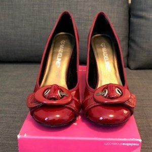 Madeline Red Stacked-Heel Buckle Shoe